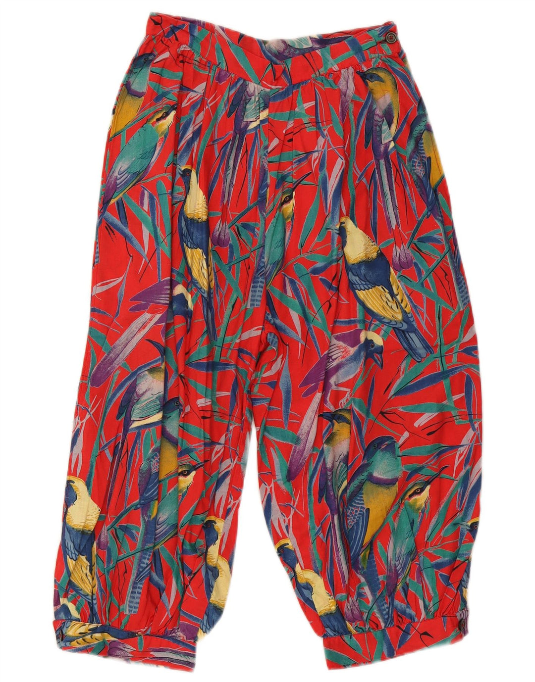 VINTAGE ženske Capri harem hlače W24 L17 Crveni životinjski print