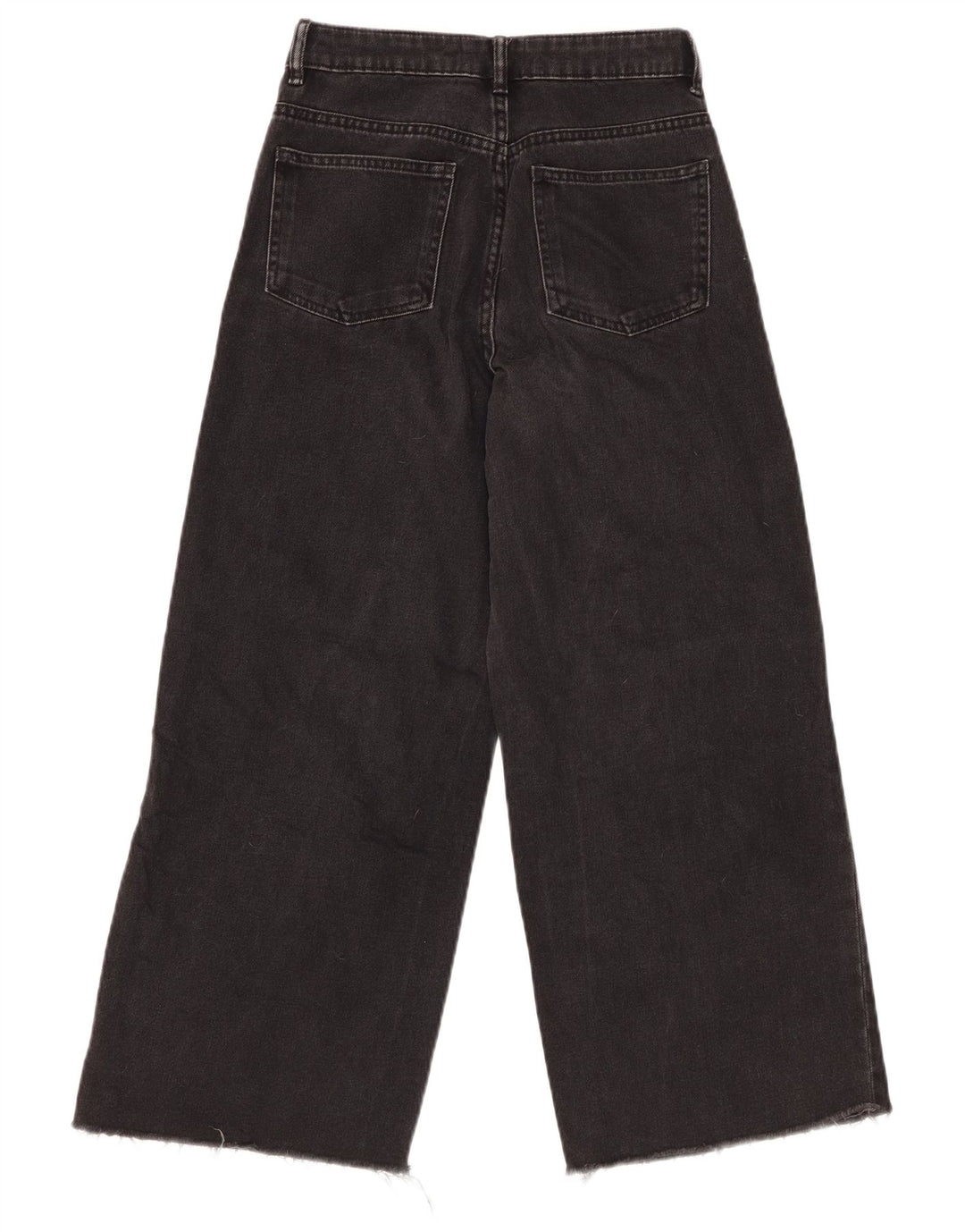 ZARA Ženske kratke traperice visokog struka širokih nogavica W22 L25 crni pamuk