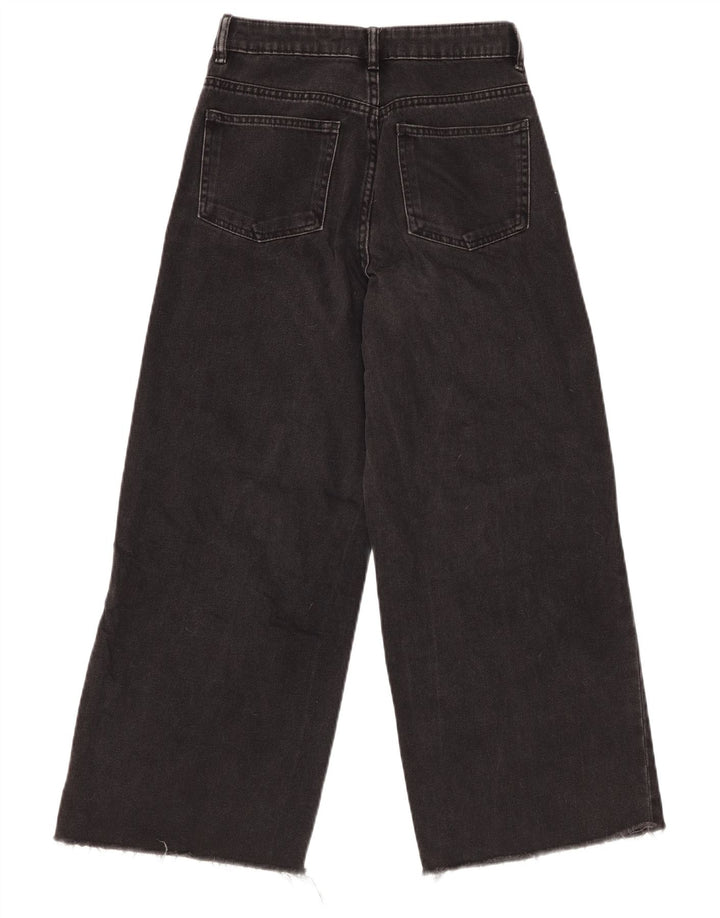 ZARA Ženske kratke traperice visokog struka širokih nogavica W22 L25 crni pamuk