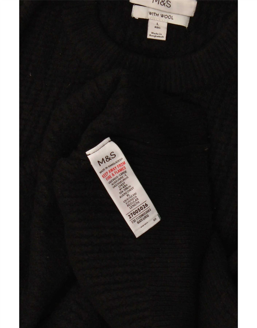 Marks & Spencer muški pulover s okruglim izrezom, veliki crni akril