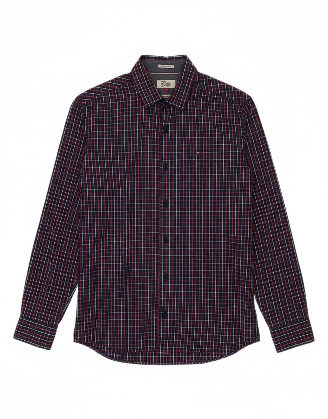 TOMMY HILFIGER Mens Regular Fit Shirt Small Navy Blue Check