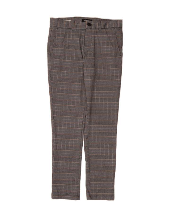 JACK & JONES Womens Slim Chino Trousers W30 L30 Grey Check Polyester Vintage Jack & Jones and Second-Hand Jack & Jones from Messina Hembry 
