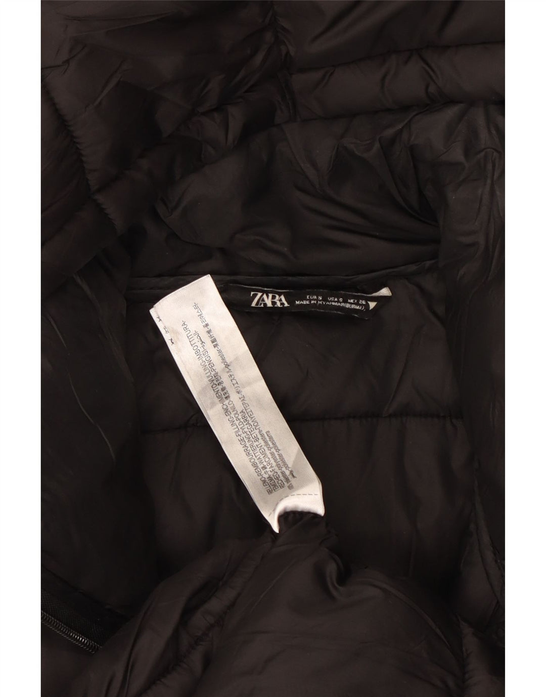 ZARA ženski preveliki podstavljeni kaput s kapuljačom UK 10 Mali crni poliester