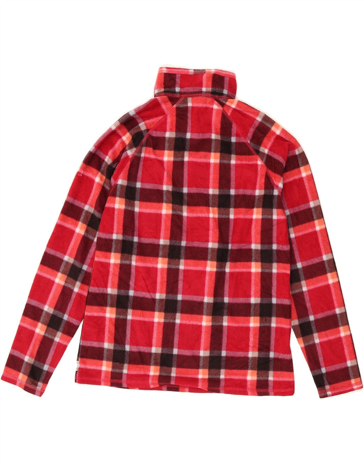 EDDIE BAUER Womens Zip Neck Fleece Jumper UK 14 Medium Red Check Polyester Vintage Eddie Bauer and Second-Hand Eddie Bauer from Messina Hembry 