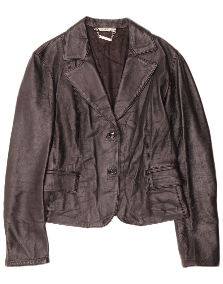 Vintage ženska kožna jakna sa 2 gumba IT 42 srednje crna koža