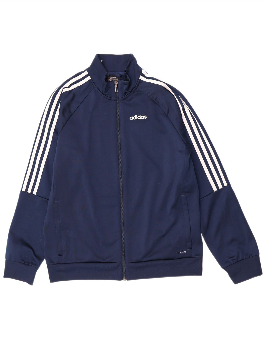 Gornja jakna za trenirku Adidas Climalite za dječake 13-14 godina tamnoplava poliester