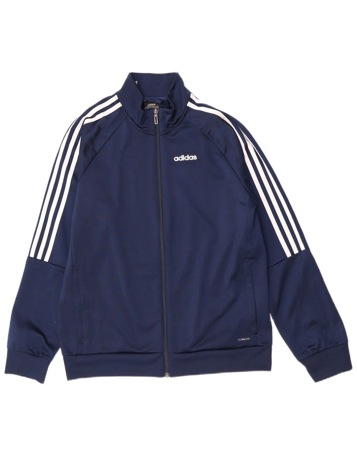 Gornja jakna za trenirku Adidas Climalite za dječake 13-14 godina tamnoplava poliester