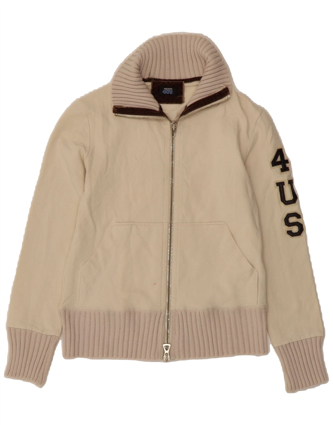 CESARE PACIOTTI Boys Graphic Tracksuit Top Jacket 11-12 Years Large Beige Vintage Cesare Paciotti and Second-Hand Cesare Paciotti from Messina Hembry 