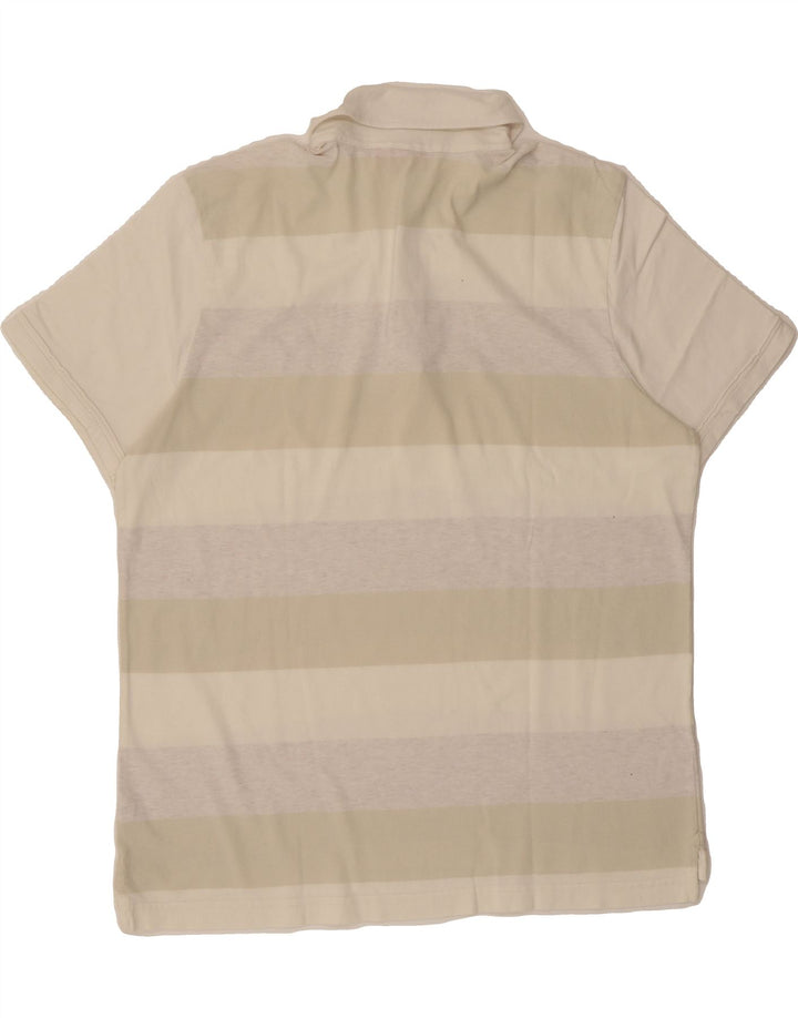 PUMA Mens Polo Shirt Large Beige Striped Cotton Vintage Puma and Second-Hand Puma from Messina Hembry 