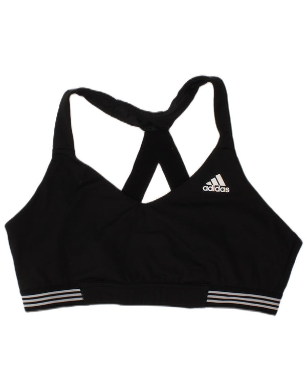 Adidas ženski sportski grudnjak UK 16/18 veliki crni na pruge od poliestera