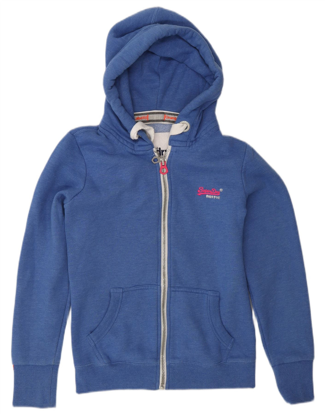 SUPERDRY ženski pulover s kapuljačom s patentnim zatvaračem UK 10 Mali plavi pamuk