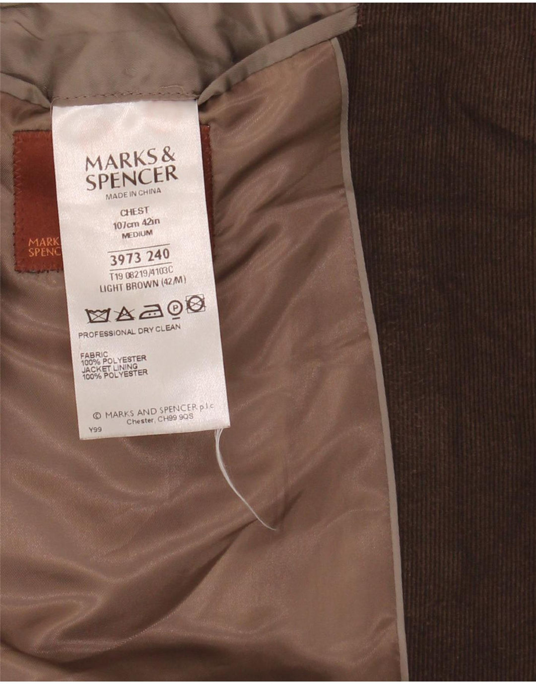 Marks & Spencer muška jakna od samta s 3 gumba UK 42 velika smeđa