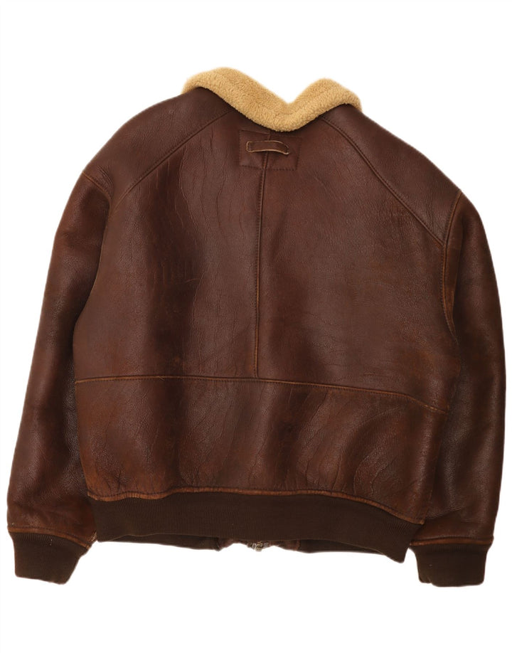 Vintage muška bombaška jakna s ovčicama UK 42 XL smeđa