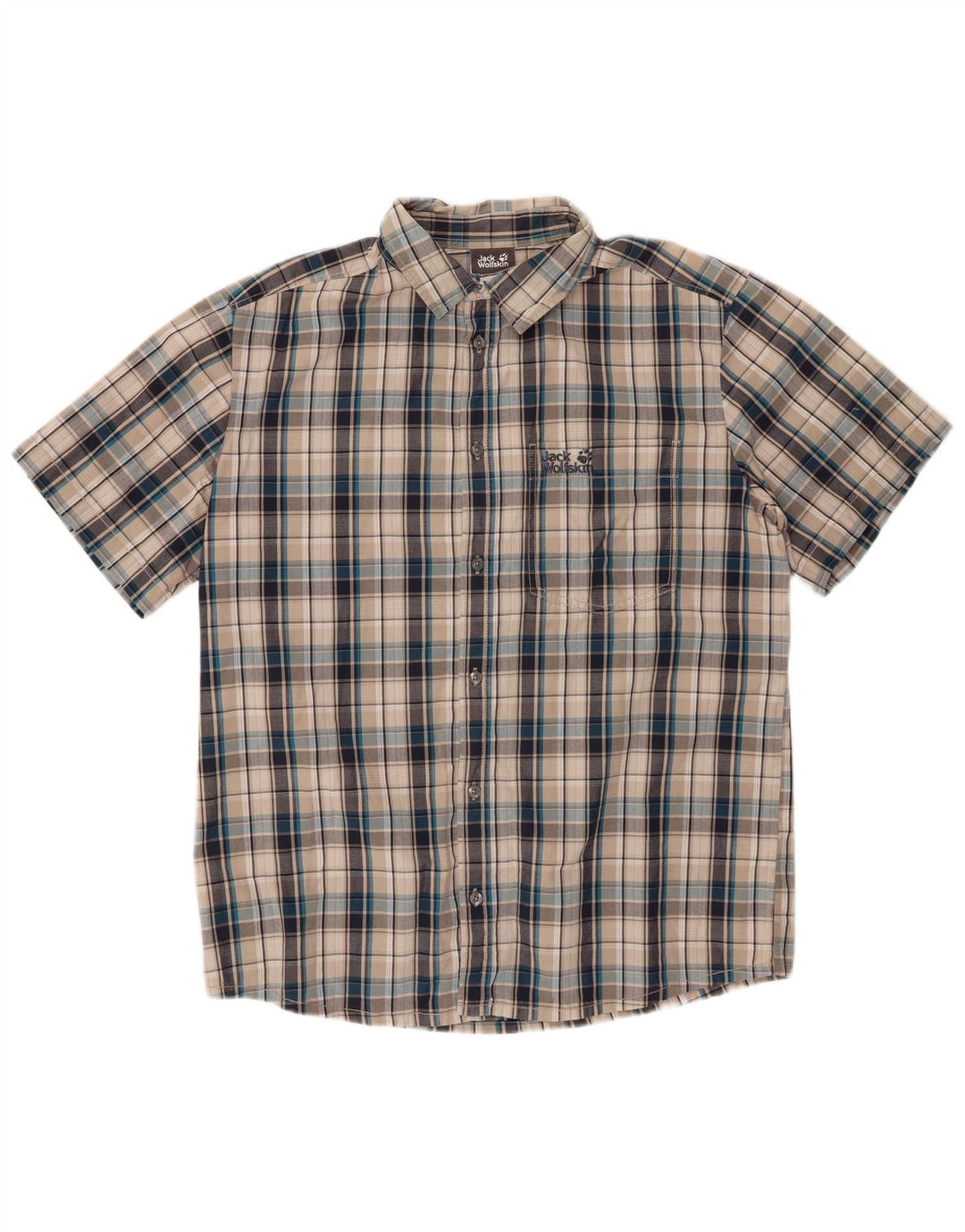 JACK WOLFSKIN Muška košulja kratkih rukava srednje siva karirana