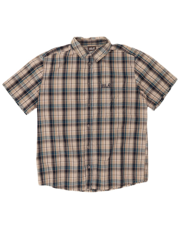 JACK WOLFSKIN Muška košulja kratkih rukava srednje siva karirana