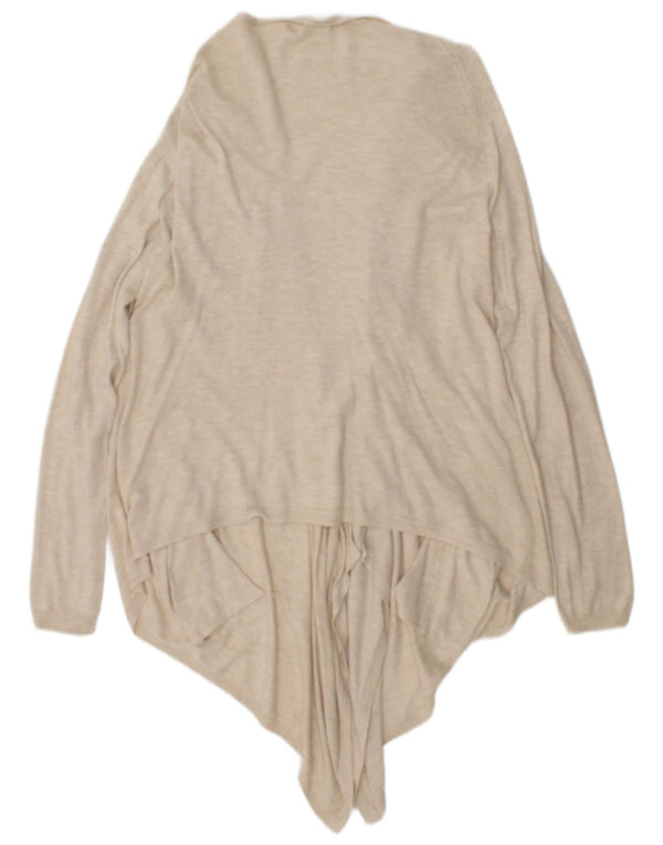 Fat Face Womens Longline Open Cardigan Sweater UK 14 Medium Beige Flecked