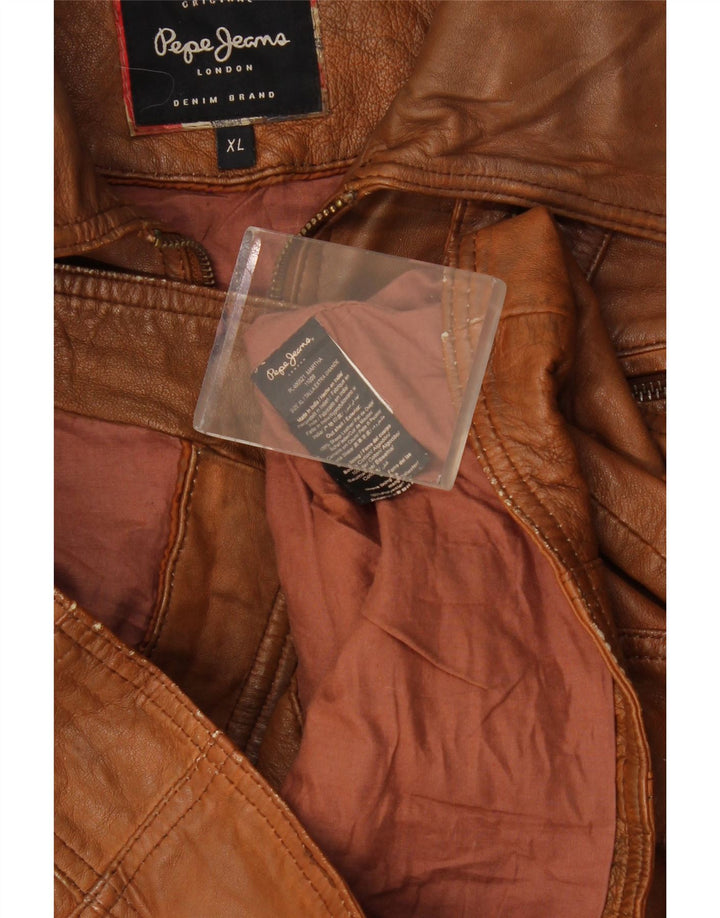 PEPE Jeans Ženska kratka kožna jakna UK 18 XL Smeđa