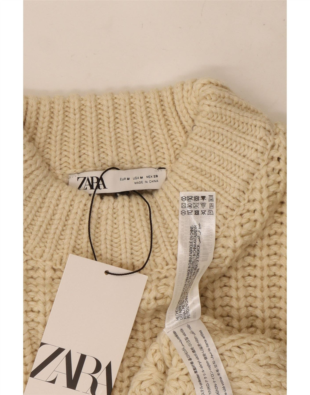 ZARA ženski kratki džemper s kornjačastim ovratnikom UK 14 srednje bež poliester