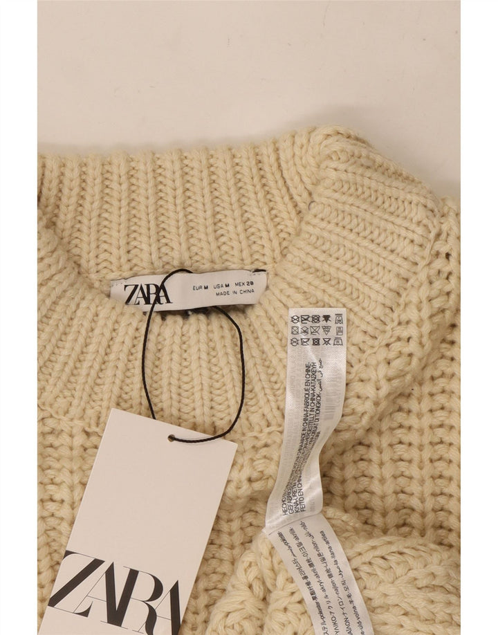 ZARA ženski kratki džemper s kornjačastim ovratnikom UK 14 srednje bež poliester