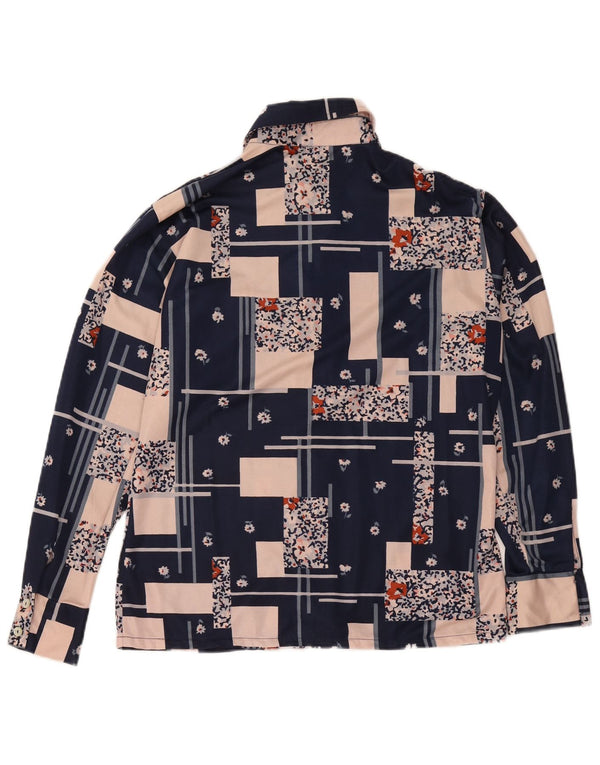 Vintage ženska košulja bluza UK 14 Srednje tamnoplava patchwork