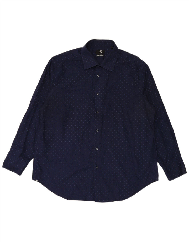 CALVIN KLEIN Muška uska košulja veličine 17 1/2 XL tamnoplavi pamuk na točkice