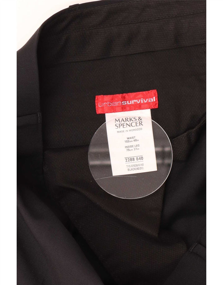 Marks & Spencer muške hlače ravnog odijela W40 L31 crna vuna