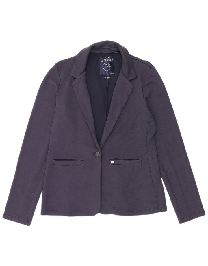 Superdry ženski sako s 1 gumbom UK 14 Srednje tamnoplavi pamuk