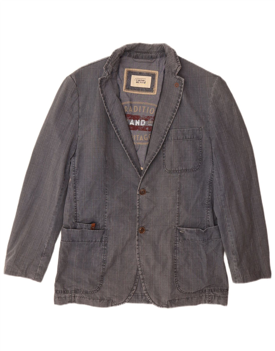 CAMEL ACTIVE Muška jakna sa 2 gumba IT 48 srednje plavi karirani pamuk