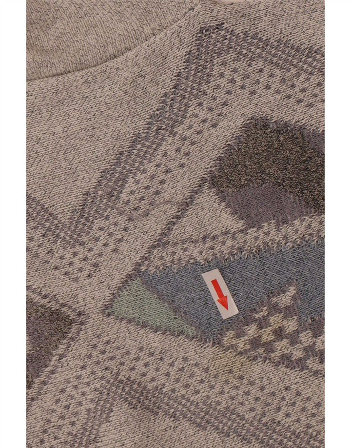 Vintage muški džemper s okruglim izrezom, veliki, sivi Argyle/Diamond