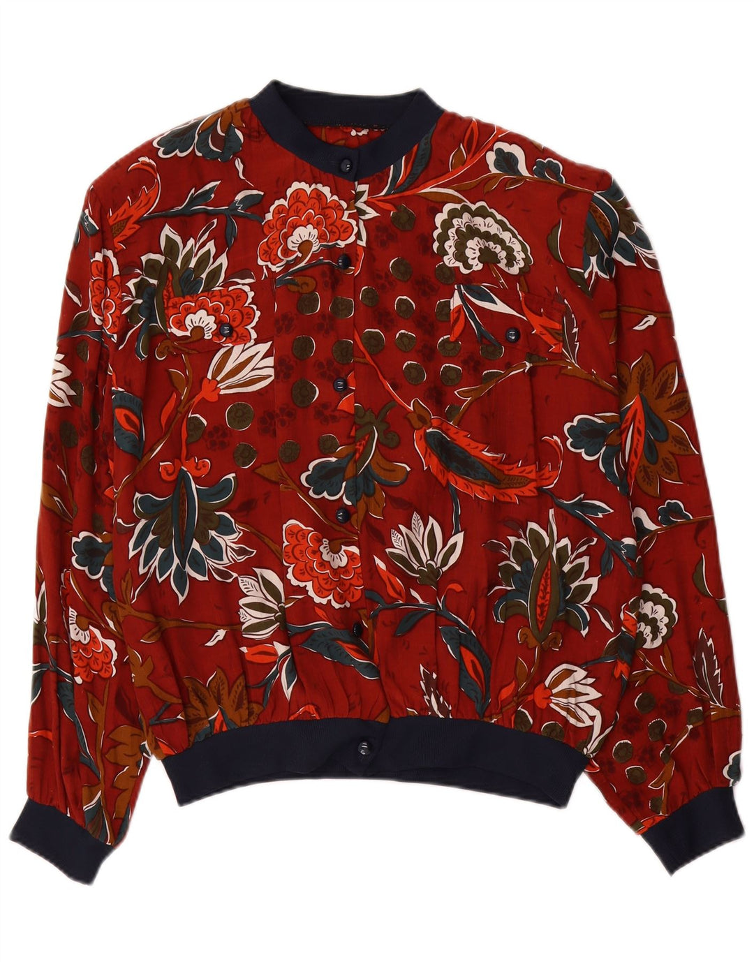 VINTAGE ženska košulja bluza UK 18 XL crvena cvjetna viskoza