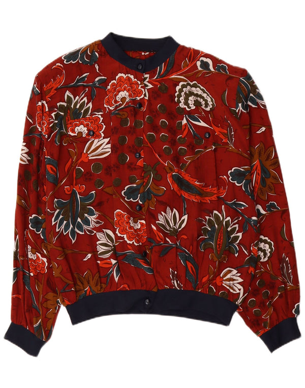 VINTAGE ženska košulja bluza UK 18 XL crvena cvjetna viskoza
