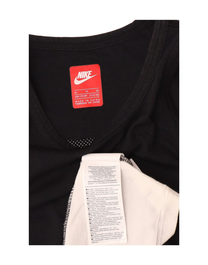 NIKE Boys Graphic Vest Top 13-14 Years XL Black Colourblock Pamuk