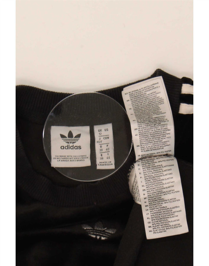 Adidas ženska majica s dugim rukavima od velura UK 12 Srednji crni poliester