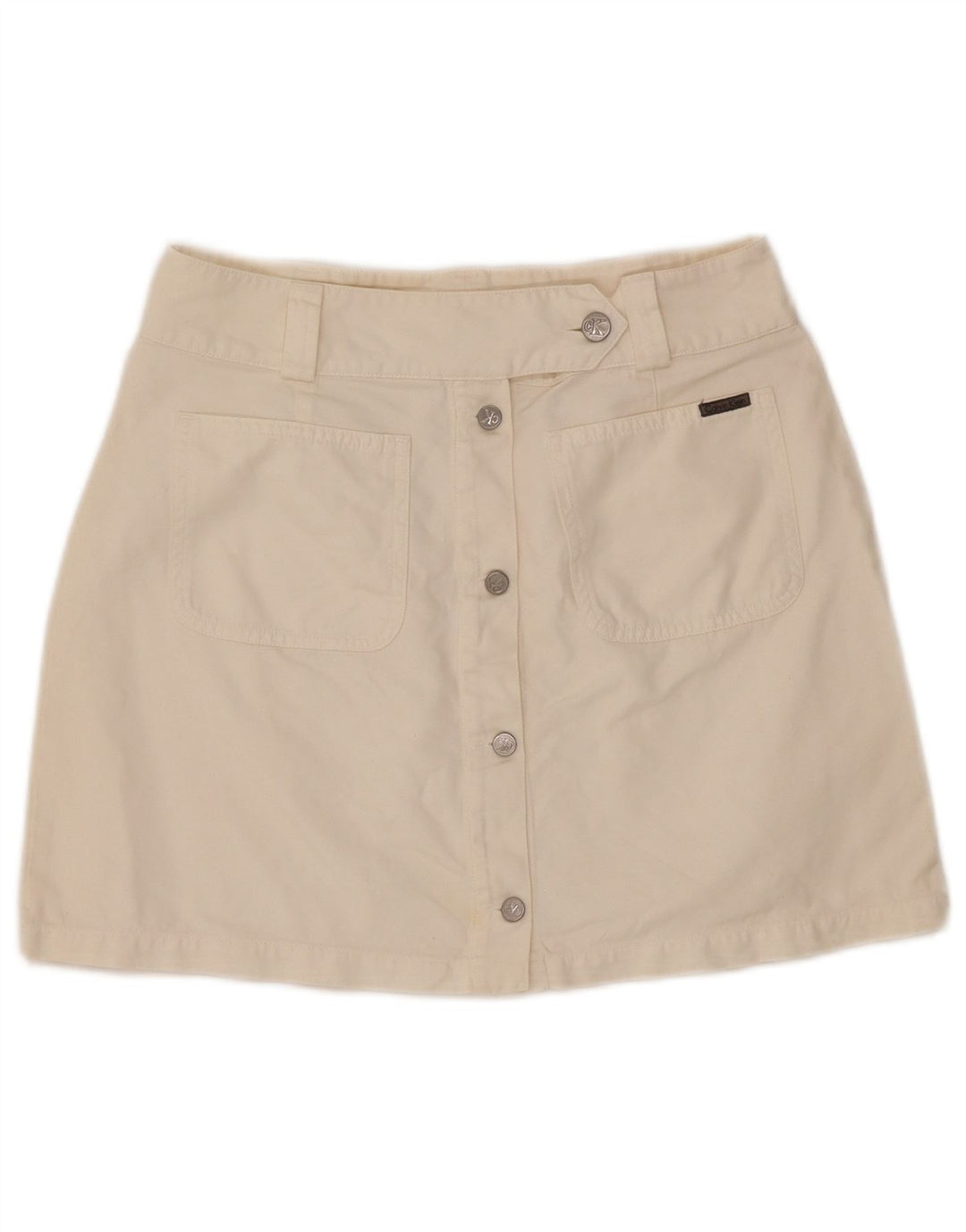 CALVIN KLEIN Ženska mini suknja W30 srednje bijele boje od pamuka