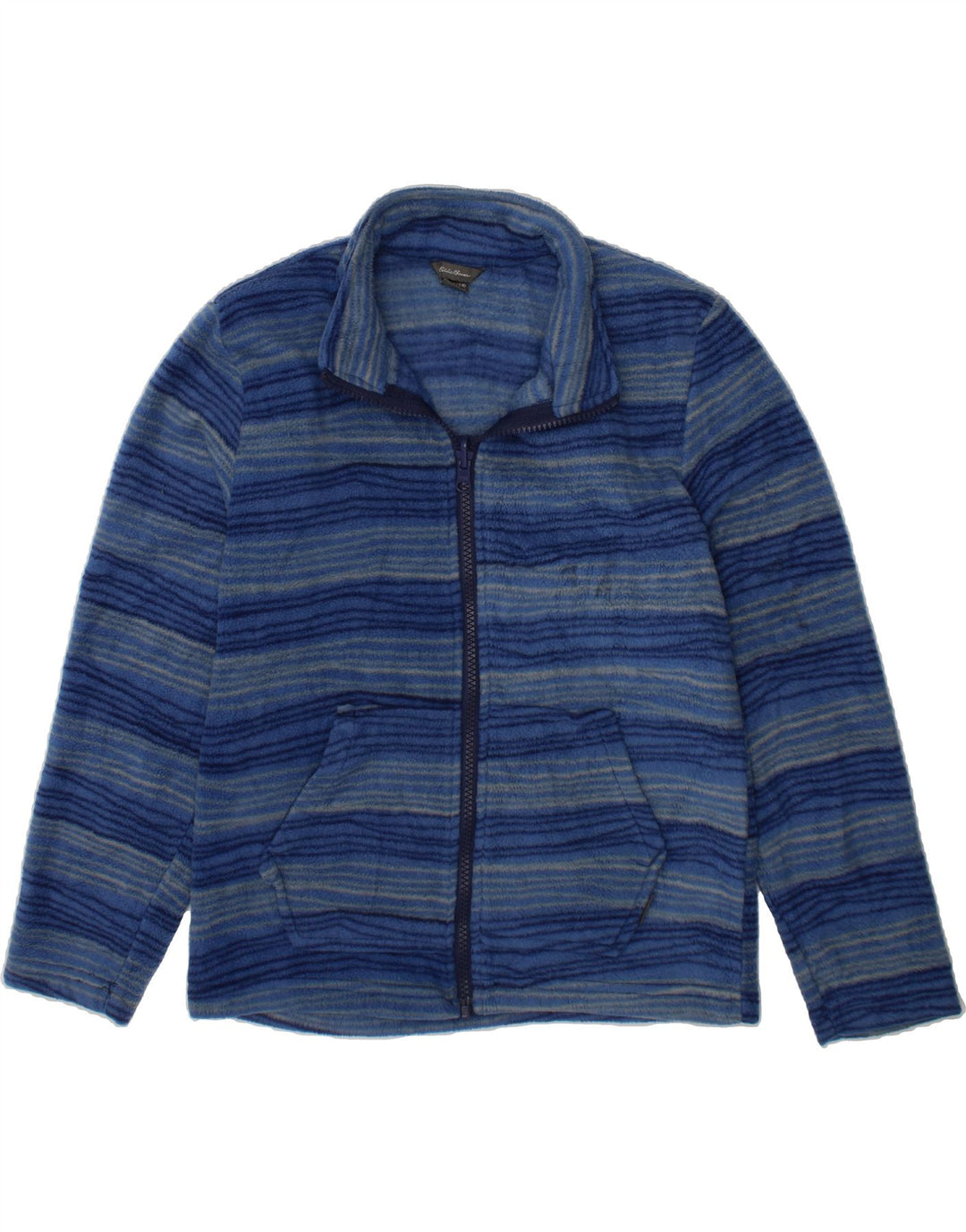 EDDIE BAUER Boys Fleece Jacket 7-8 Years Small Blue Striped Polyester Vintage Eddie Bauer and Second-Hand Eddie Bauer from Messina Hembry 