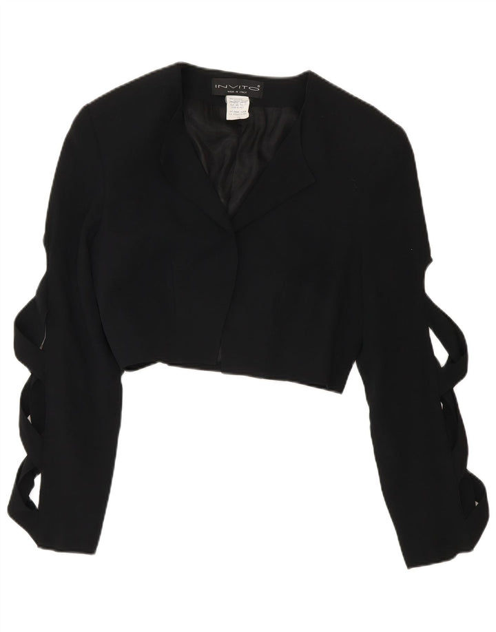 Vintage ženska bolero jakna IT 44 Srednje crni acetat