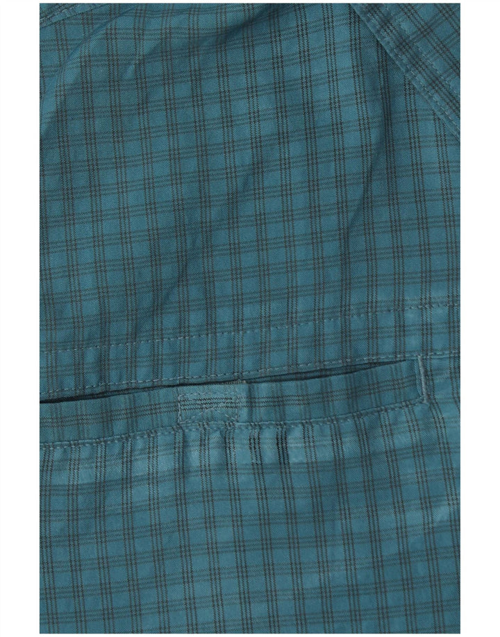 EDDIE BAUER Muška košulja kratkih rukava srednje plave boje od gingham poliestera