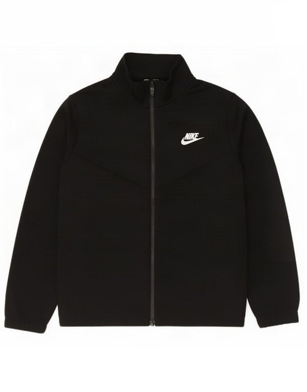 Nike Boys Graphic Tracksuit Top Jacket 12-13 Years Large Black Polyester