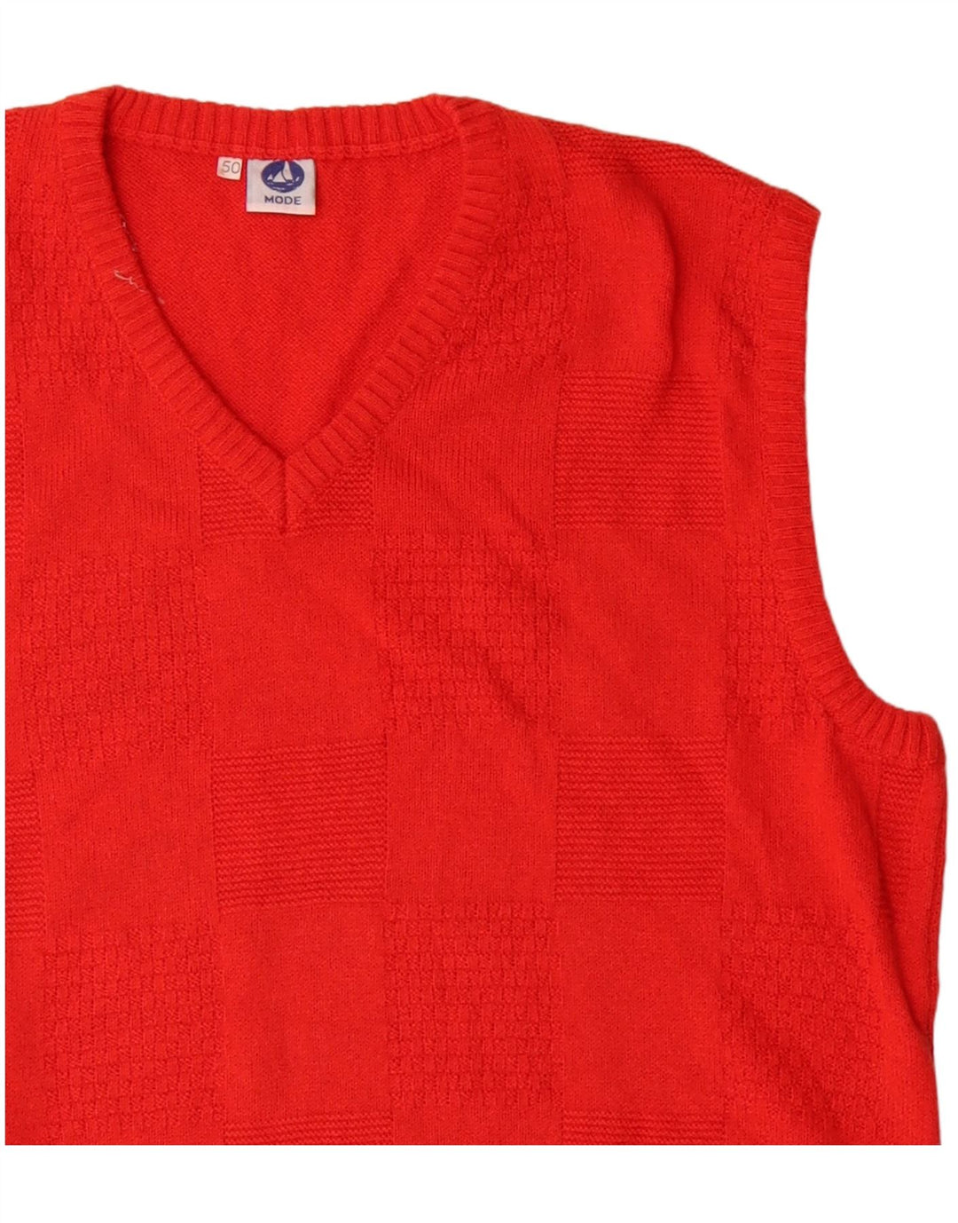 VINTAGE muški prsluk bez rukava IT 50 Srednje crveni pamuk