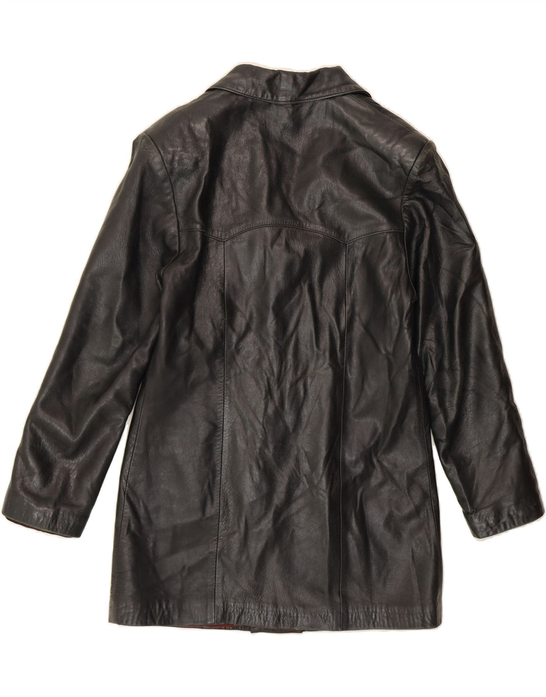 VINTAGE Womens Leather Coat IT 42 Medium Black Vintage Vintage and Second-Hand Vintage from Messina Hembry 