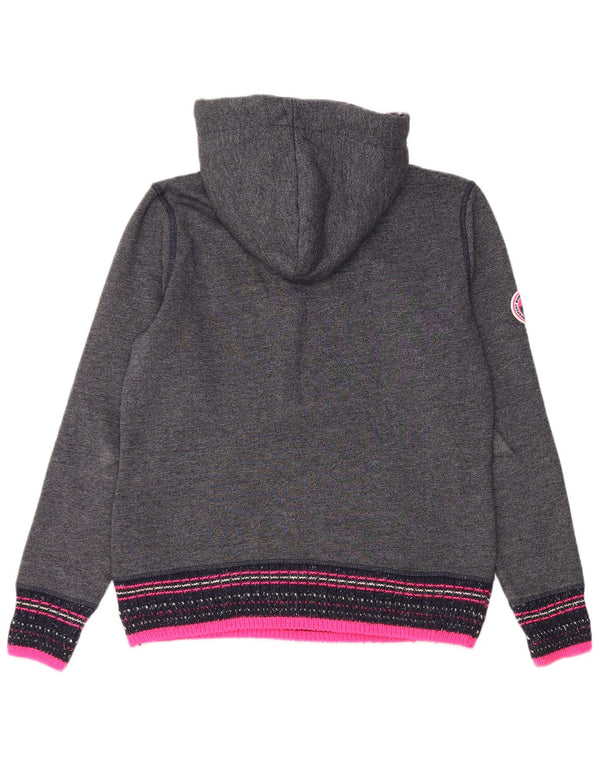 Superdry Womens Graphic Hoodie Jumper UK 14 Medium Navy Blue Cotton