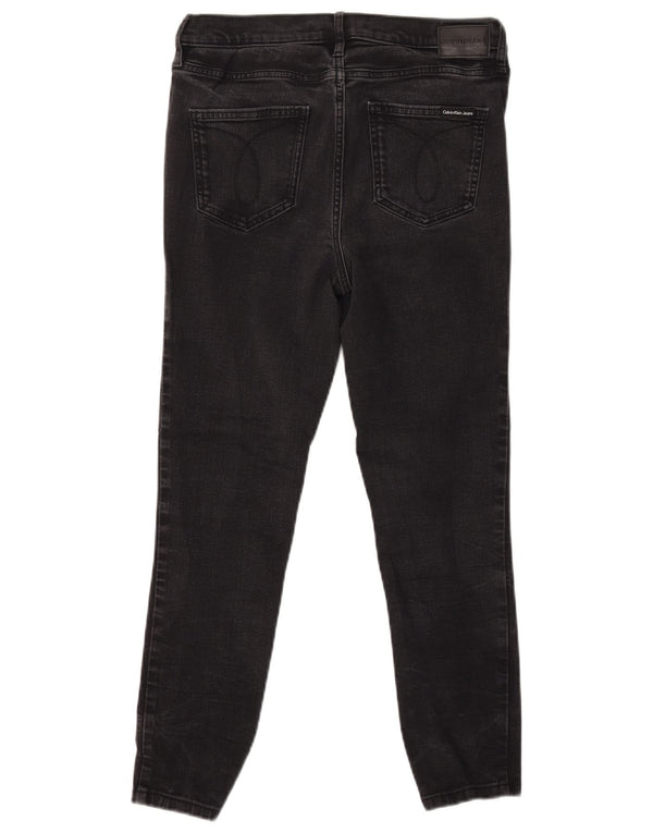 CALVIN KLEIN Ženske uske traperice US 10 srednje W30 L28 crni pamuk