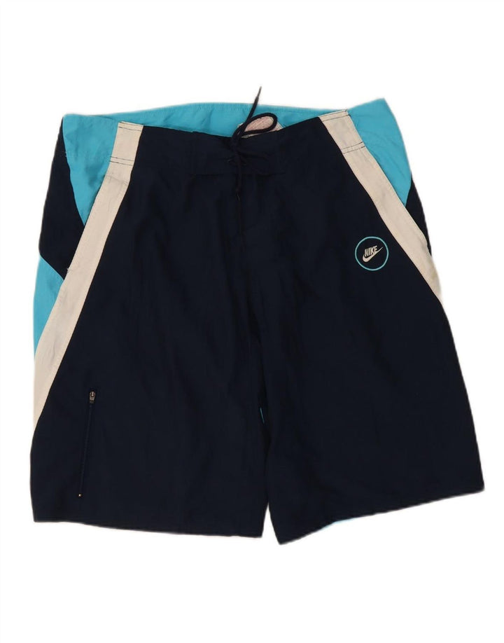 NIKE Mens Grant Fit Swimming Shorts Large Navy Blue Colourblock Polyester