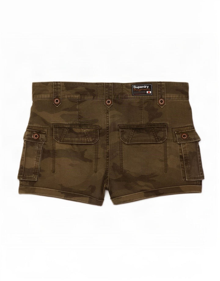 Superdry ženske kargo kratke hlače male W30, zeleni kamuflažni pamuk