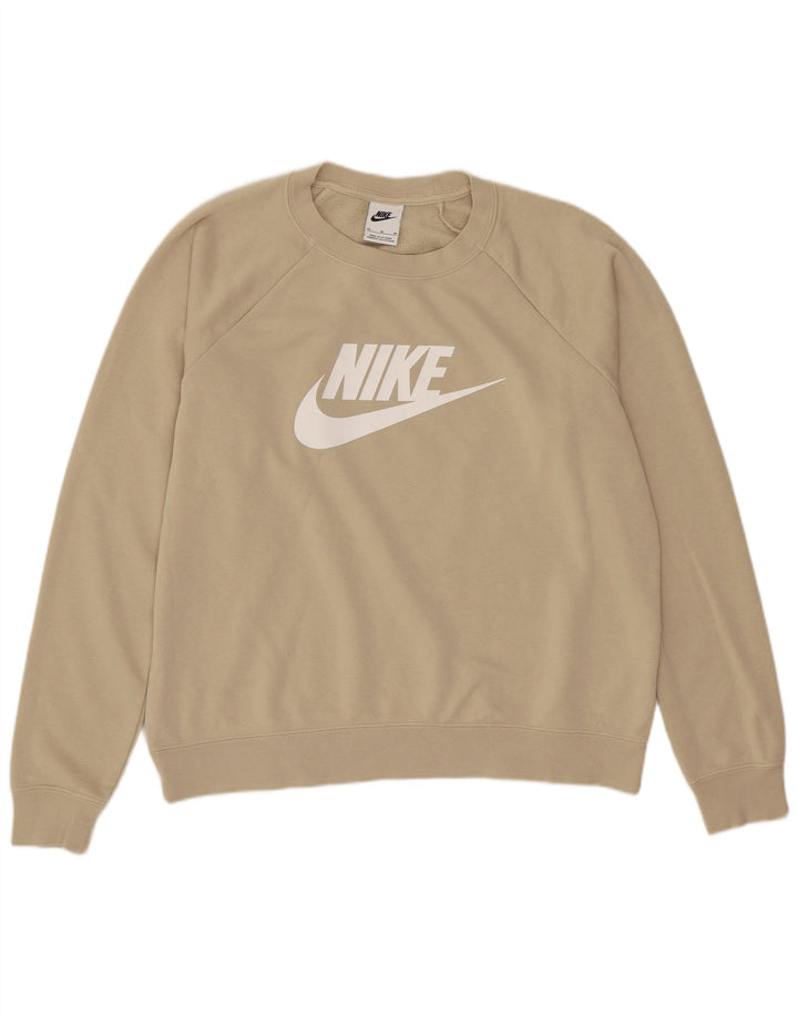 Nike Ženska prekomjerna trenirka s grafičkim motivima UK 14 srednje bež pamuk