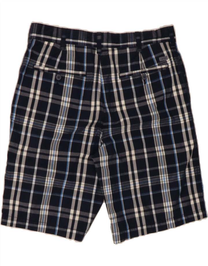 IZOD Womens Chino Shorts W34 Large  Navy Blue Check Cotton Vintage Izod and Second-Hand Izod from Messina Hembry 