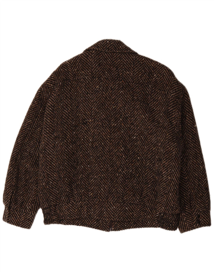 Vintage muška bomber jakna vjetrovka UK 42 XL smeđa vuna riblja kost