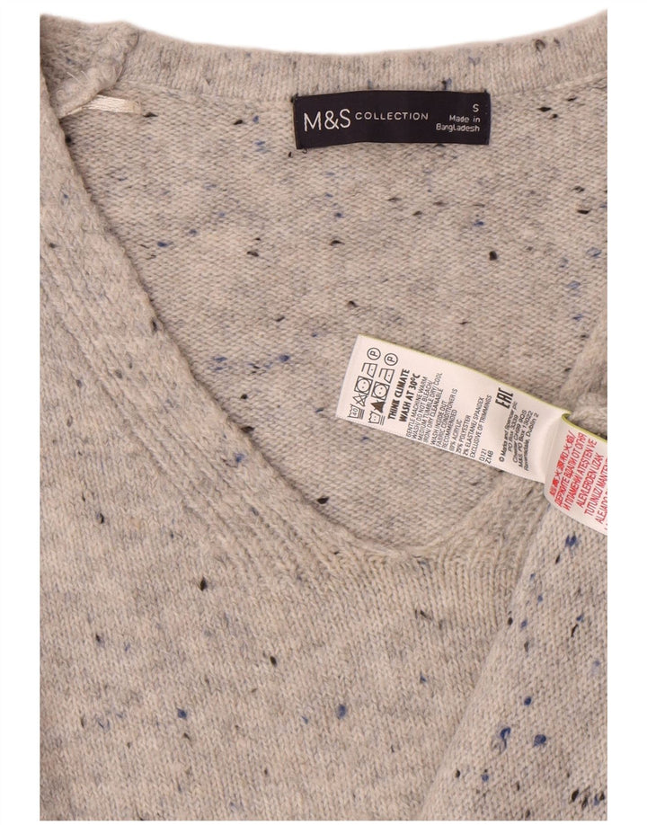 Marks & Spencer ženski džemper s V-izrezom UK 10 Small Grey Flected