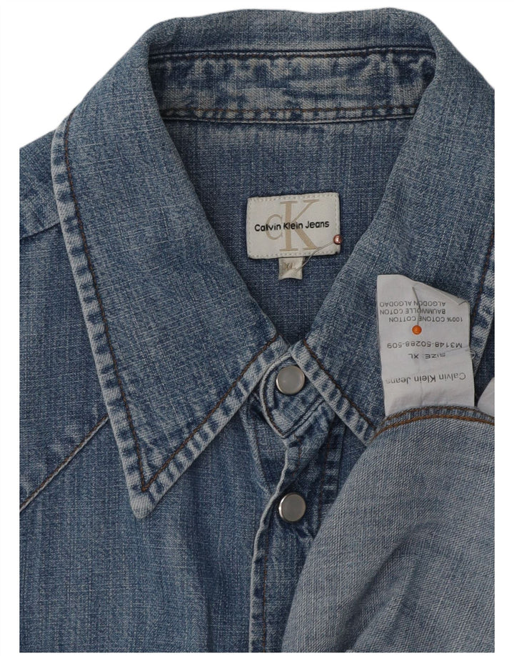 Calvin Klein Jeans Ženska traper košulja kratkih rukava UK 18 XL Plavi pamuk