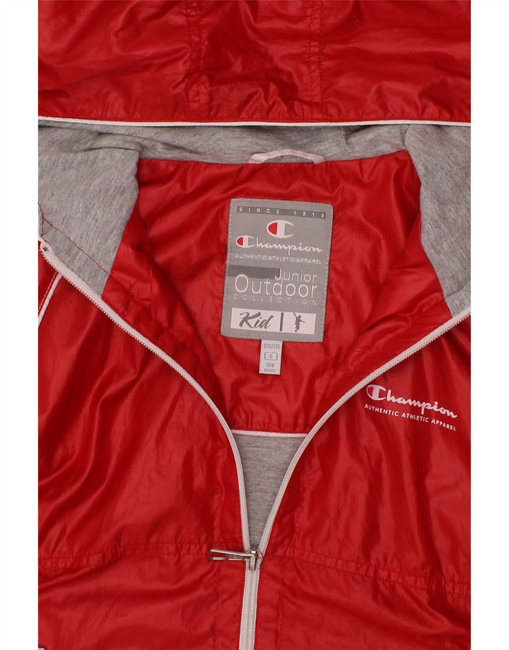 CHAMPION Girls Hooded Windbreaker Jacket 7-8 Years Small  Red Cotton Vintage Champion and Second-Hand Champion from Messina Hembry 